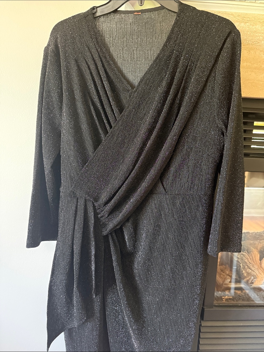 Women's Black Sparkle Wrap Dress never worn